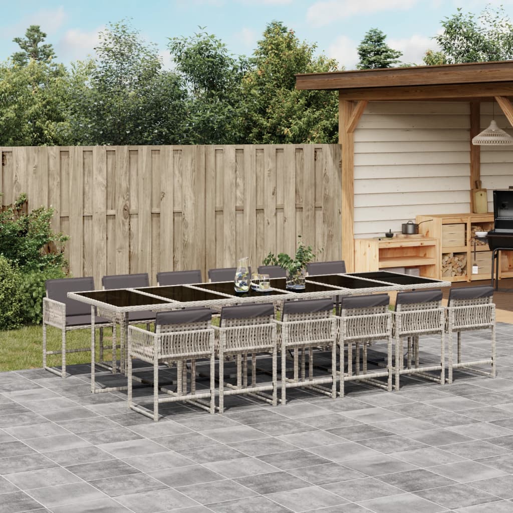 13-delige Tuinset met kussens poly rattan lichtgrijs is nu te koop bij PeponiXL, paradijselijk wonen!