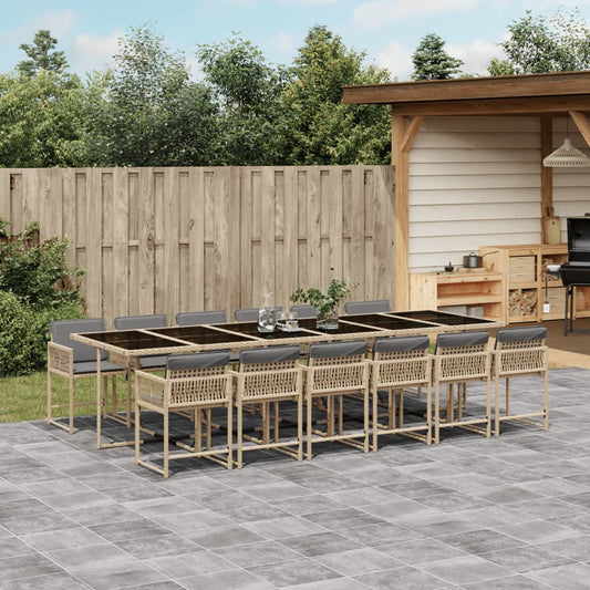 13-delige Tuinset met kussens poly rattan gemengd beige is nu te koop bij PeponiXL, paradijselijk wonen!