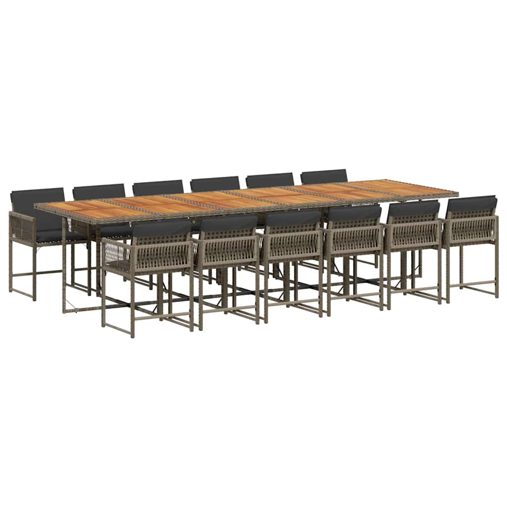 13-delige Tuinset met kussens poly rattan grijs is nu te koop bij PeponiXL, paradijselijk wonen!