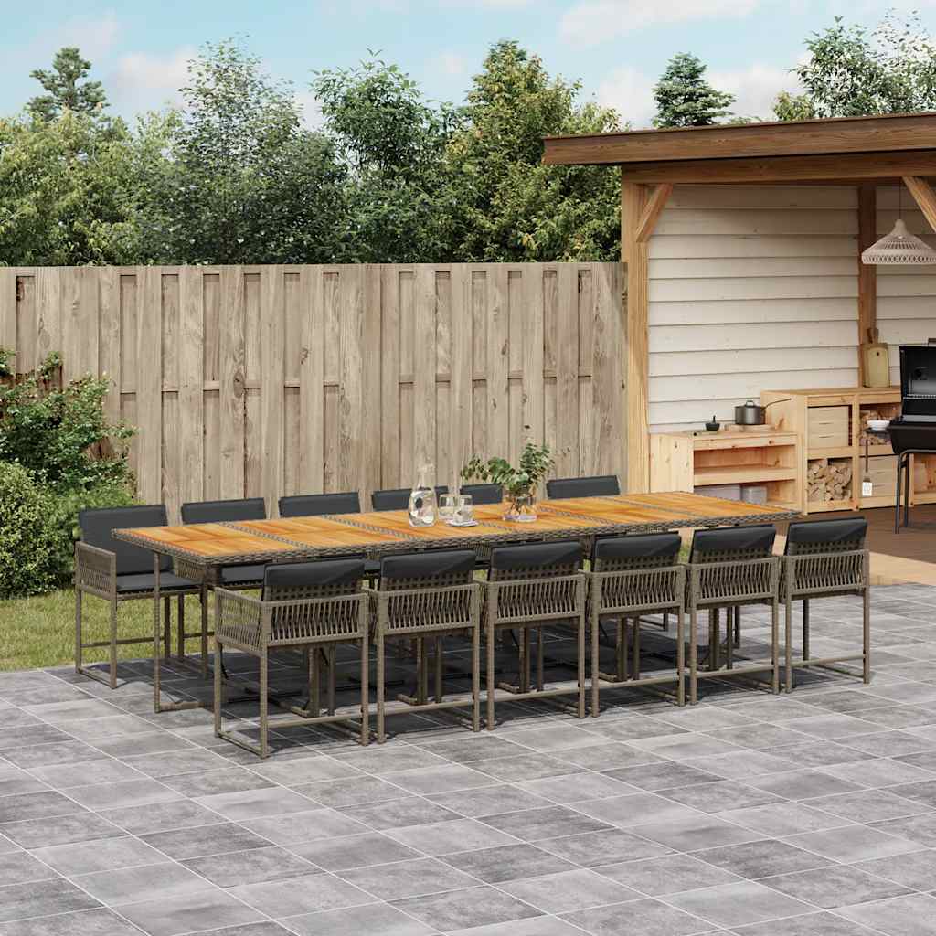 13-delige Tuinset met kussens poly rattan grijs is nu te koop bij PeponiXL, paradijselijk wonen!
