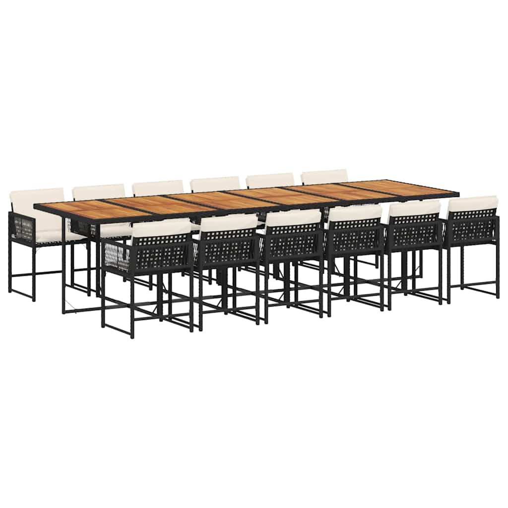 13-delige Tuinset met kussens poly rattan zwart is nu te koop bij PeponiXL, paradijselijk wonen!
