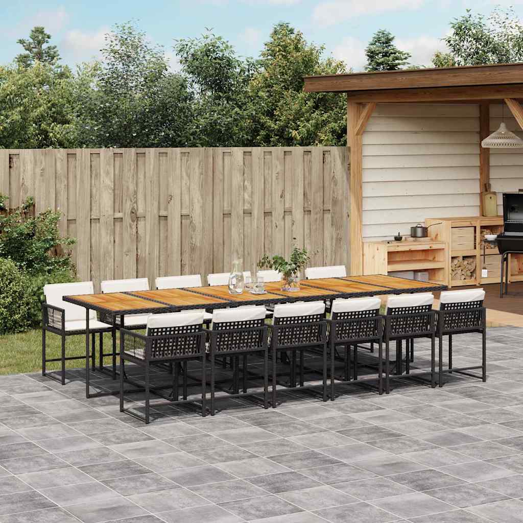 13-delige Tuinset met kussens poly rattan zwart is nu te koop bij PeponiXL, paradijselijk wonen!