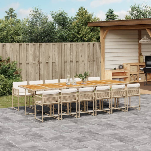 13-delige Tuinset met kussens poly rattan beige is nu te koop bij PeponiXL, paradijselijk wonen!