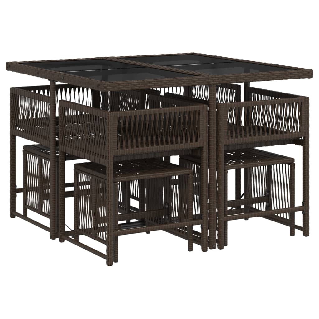 9-delige Tuinset met kussens poly rattan bruin is nu te koop bij PeponiXL, paradijselijk wonen!