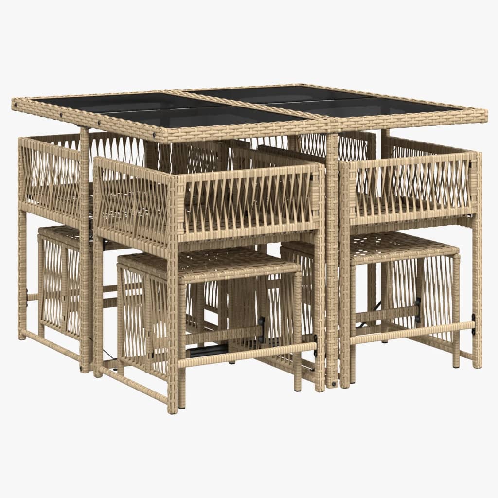 9-delige Tuinset met kussens poly rattan beige is nu te koop bij PeponiXL, paradijselijk wonen!