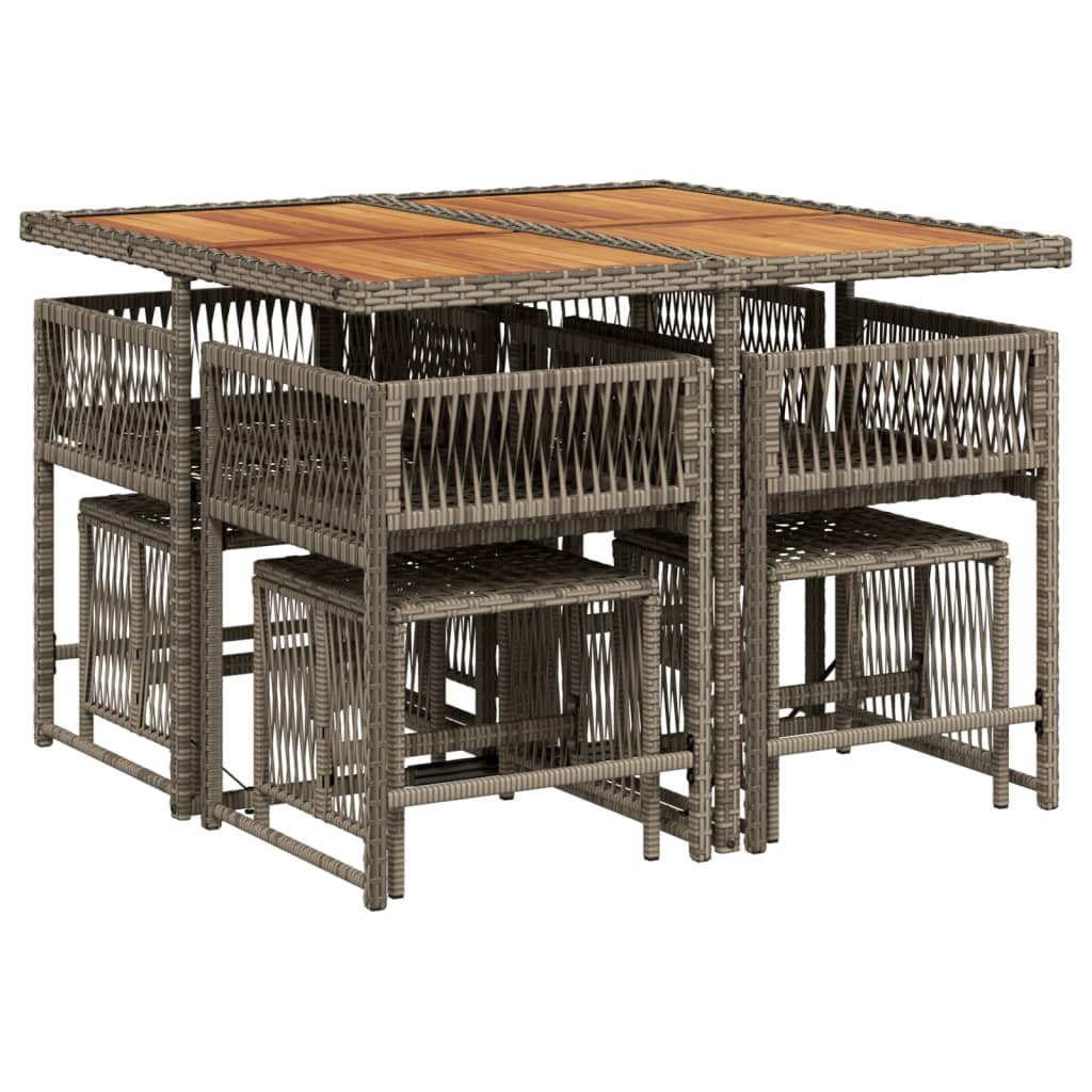 9-delige Tuinset met kussens poly rattan grijs is nu te koop bij PeponiXL, paradijselijk wonen!