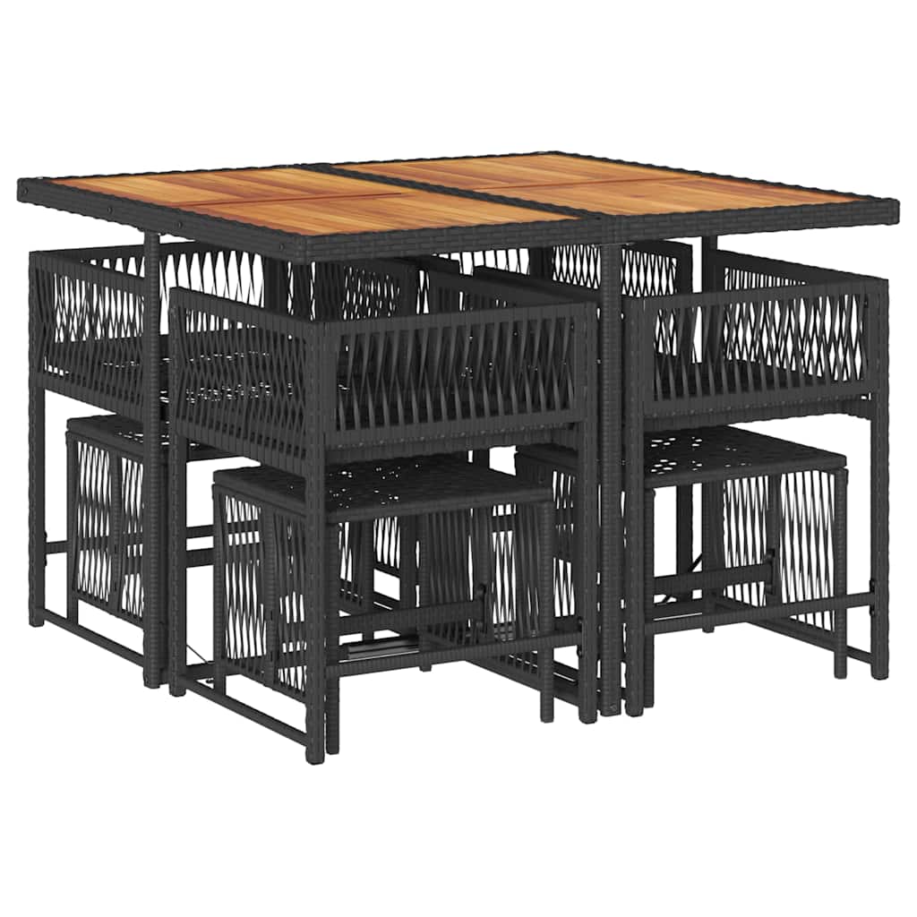 9-delige Tuinset poly rattan zwart is nu te koop bij PeponiXL, paradijselijk wonen!