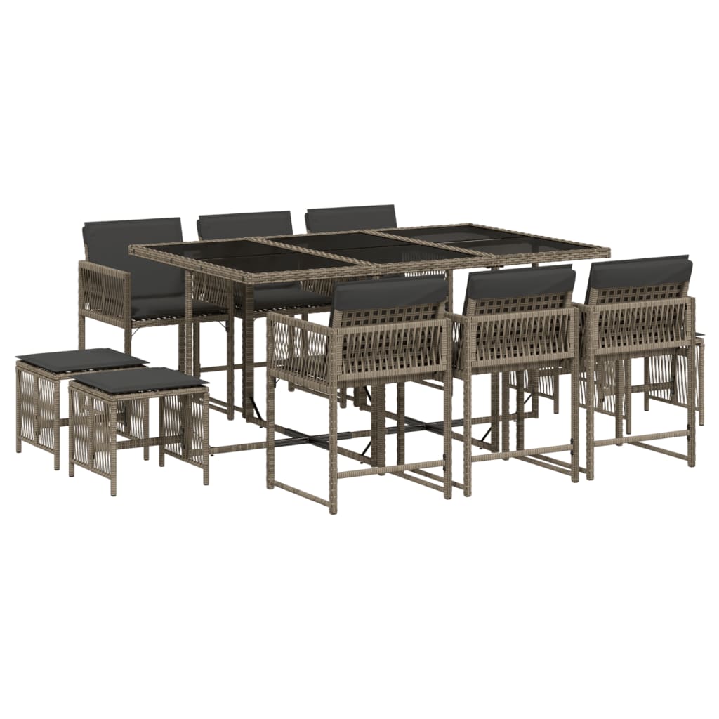 11-delige Tuinset met kussens poly rattan grijs is nu te koop bij PeponiXL, paradijselijk wonen!
