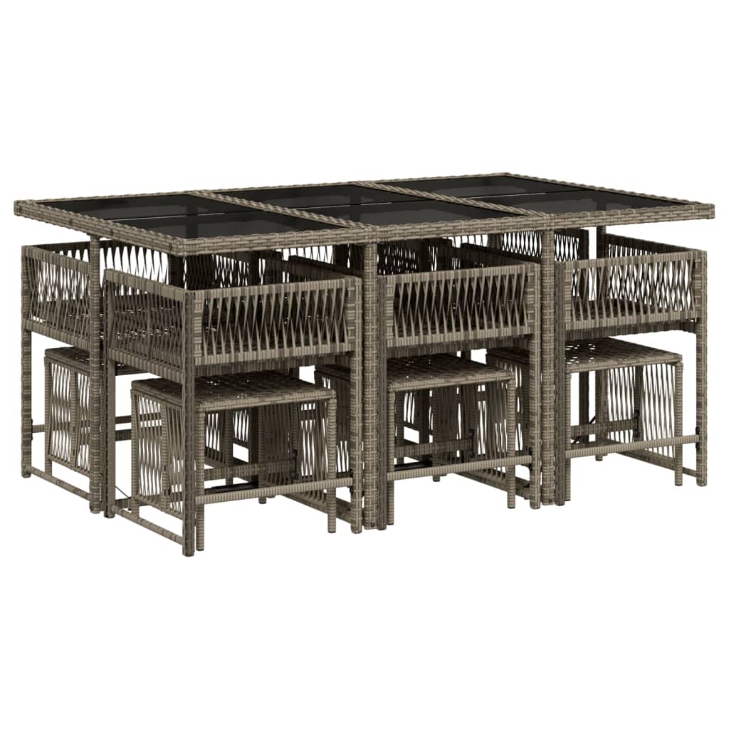 11-delige Tuinset met kussens poly rattan grijs is nu te koop bij PeponiXL, paradijselijk wonen!