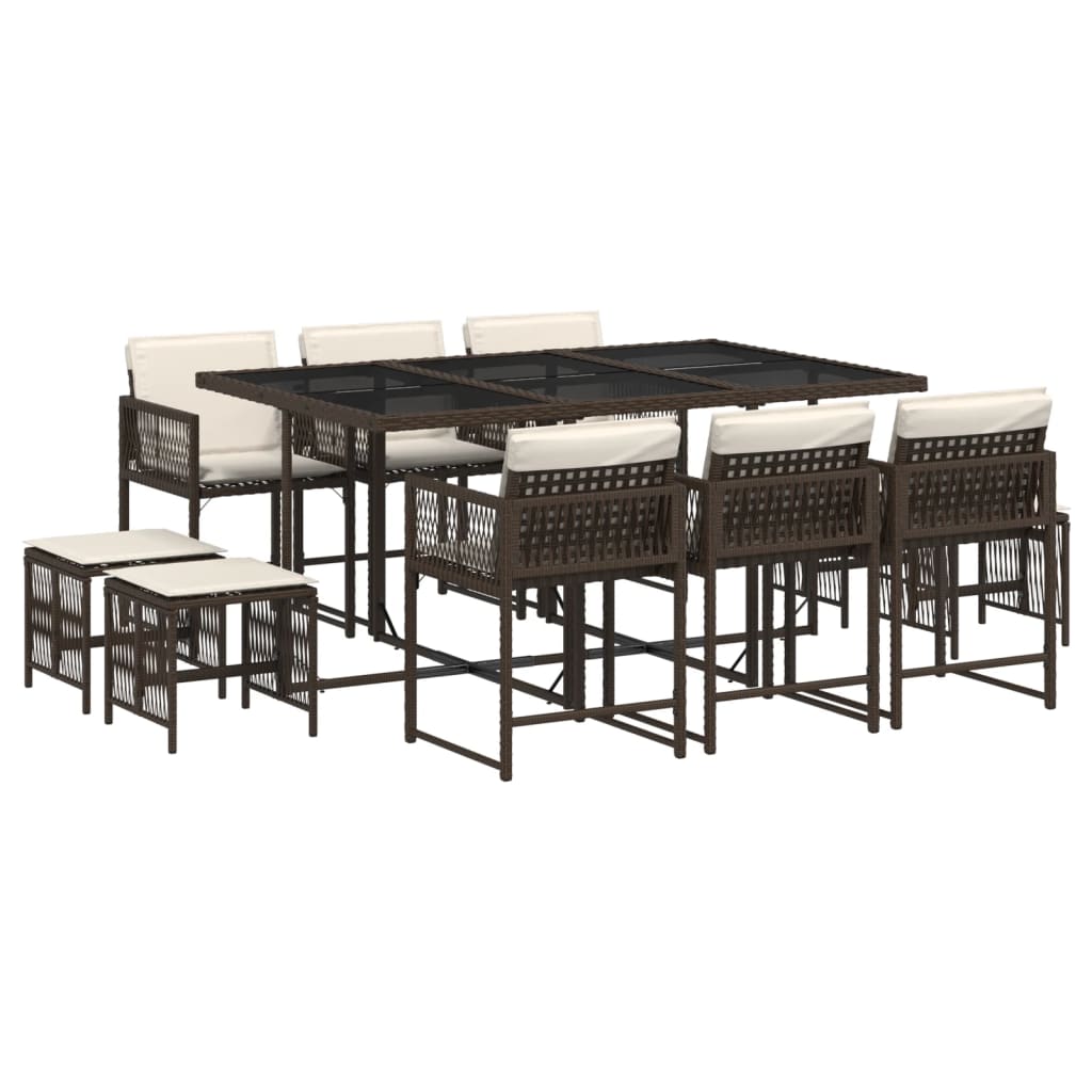 11-delige Tuinset met kussens poly rattan bruin is nu te koop bij PeponiXL, paradijselijk wonen!