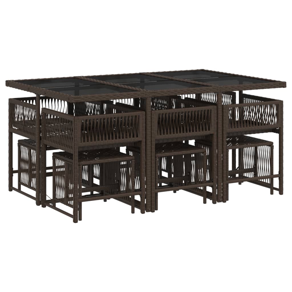 11-delige Tuinset met kussens poly rattan bruin is nu te koop bij PeponiXL, paradijselijk wonen!
