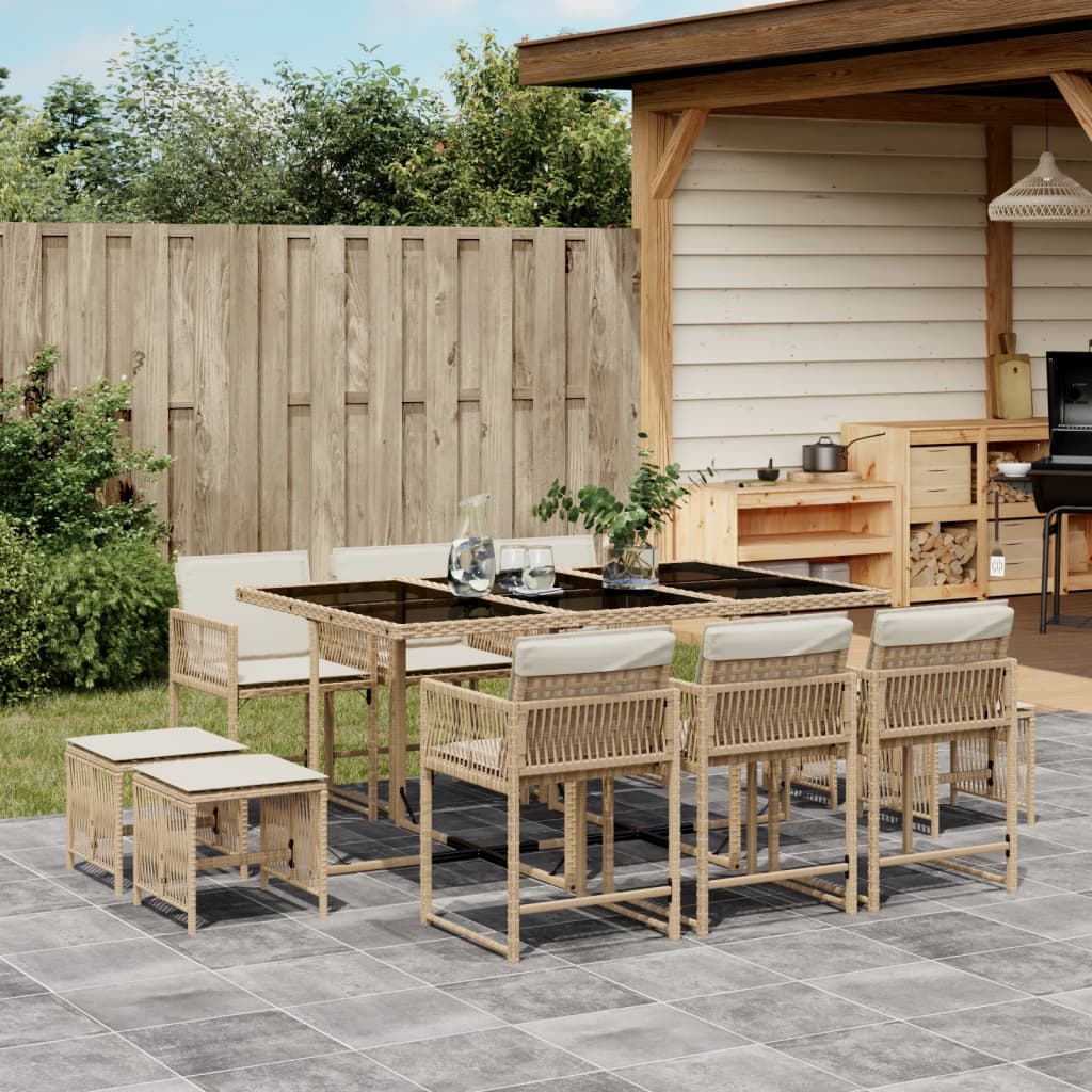 11-delige Tuinset met kussens poly rattan beige is nu te koop bij PeponiXL, paradijselijk wonen!