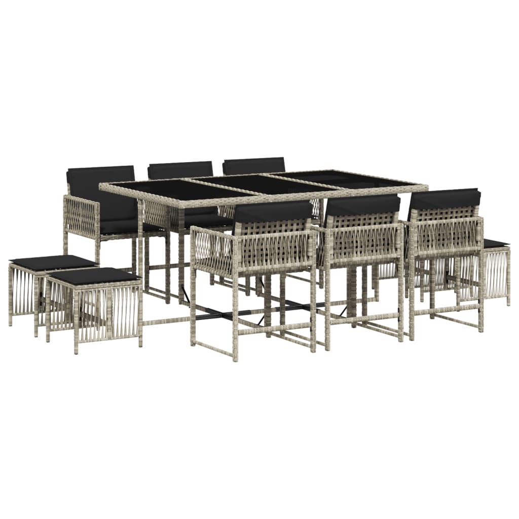 11-delige Tuinset met kussens poly rattan lichtgrijs is nu te koop bij PeponiXL, paradijselijk wonen!
