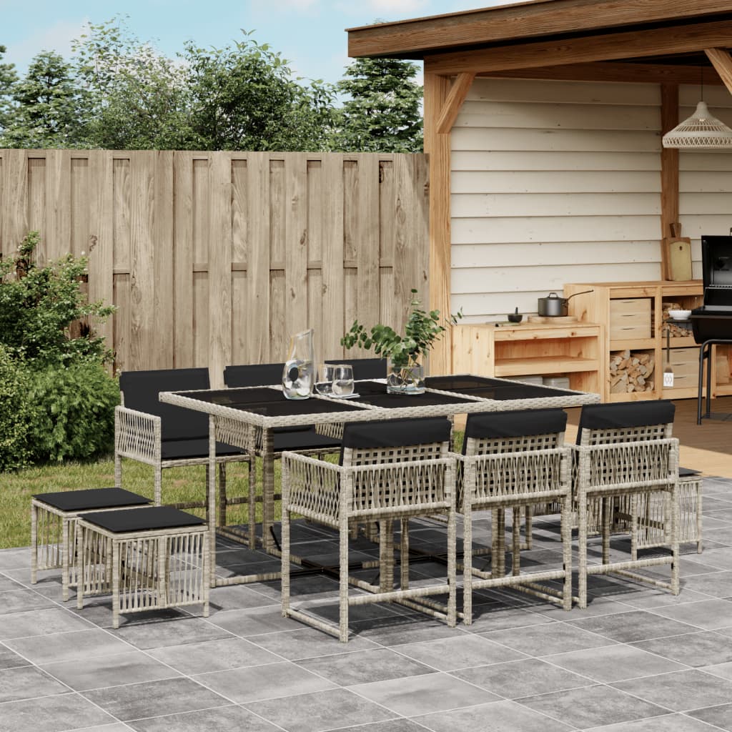 11-delige Tuinset met kussens poly rattan lichtgrijs is nu te koop bij PeponiXL, paradijselijk wonen!
