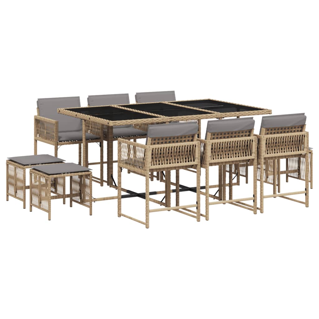 11-delige Tuinset met kussens poly rattan gemengd beige is nu te koop bij PeponiXL, paradijselijk wonen!