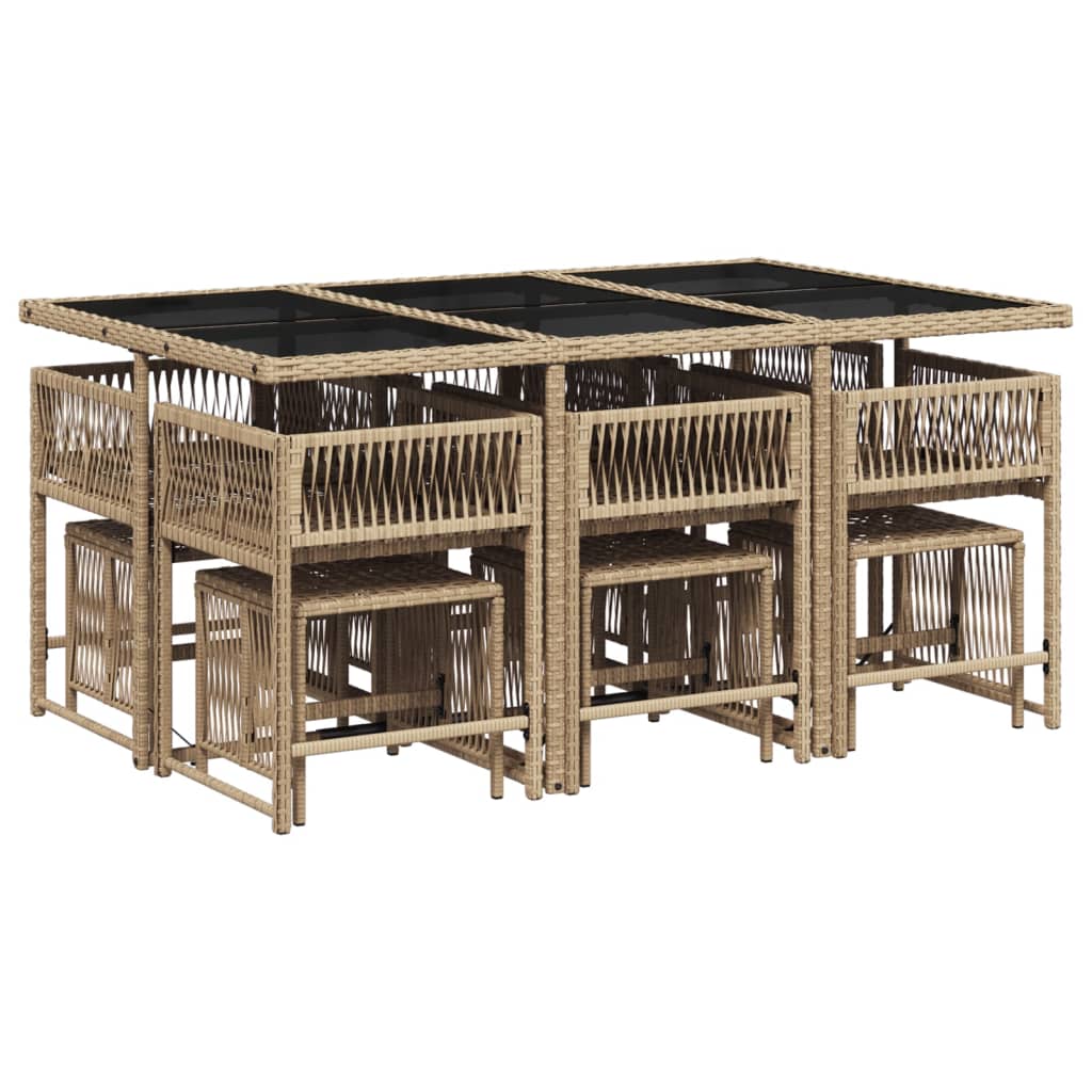 11-delige Tuinset met kussens poly rattan gemengd beige is nu te koop bij PeponiXL, paradijselijk wonen!