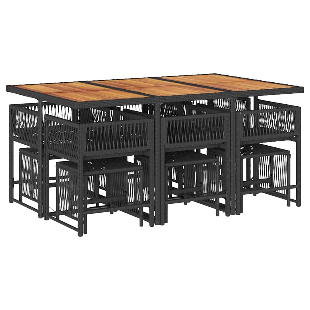 11-delige Tuinset met kussens poly rattan zwart is nu te koop bij PeponiXL, paradijselijk wonen!