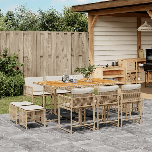 11-delige Tuinset met kussens poly rattan beige is nu te koop bij PeponiXL, paradijselijk wonen!