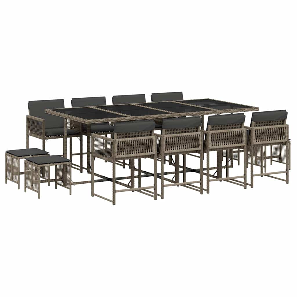 13-delige Tuinset met kussens poly rattan grijs is nu te koop bij PeponiXL, paradijselijk wonen!