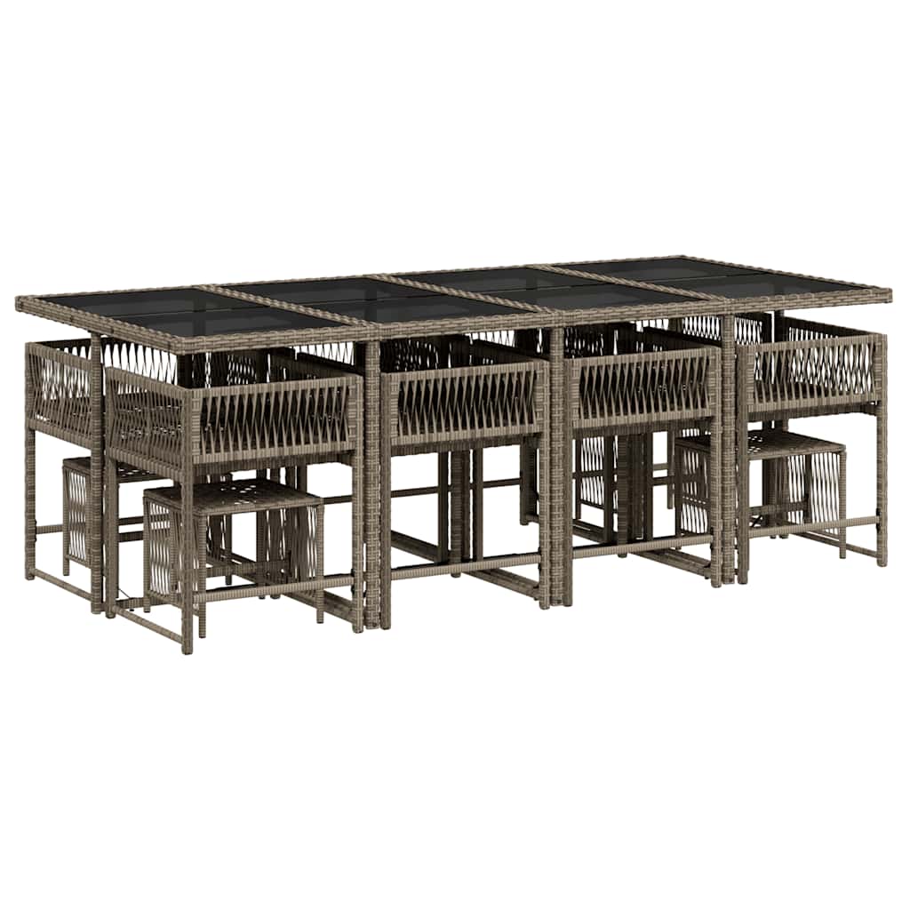 13-delige Tuinset met kussens poly rattan grijs is nu te koop bij PeponiXL, paradijselijk wonen!