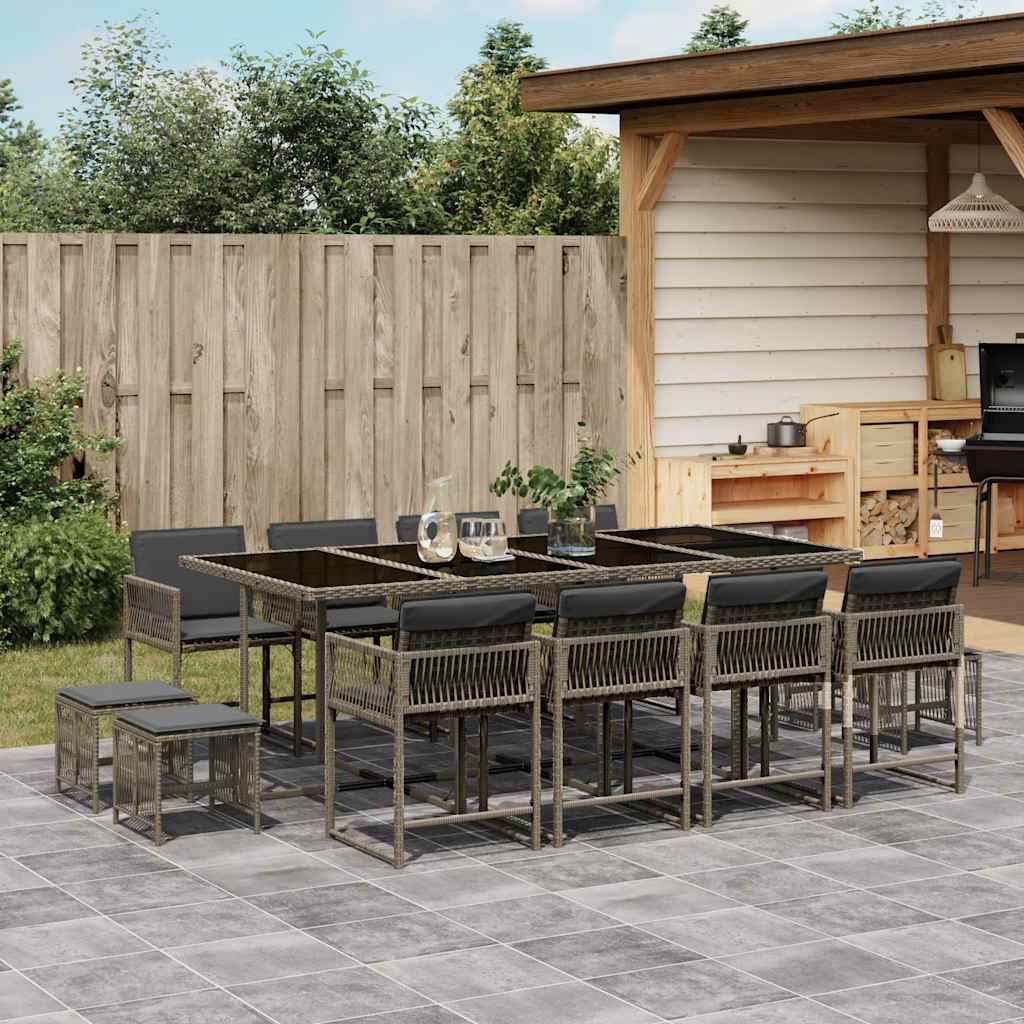 13-delige Tuinset met kussens poly rattan grijs is nu te koop bij PeponiXL, paradijselijk wonen!