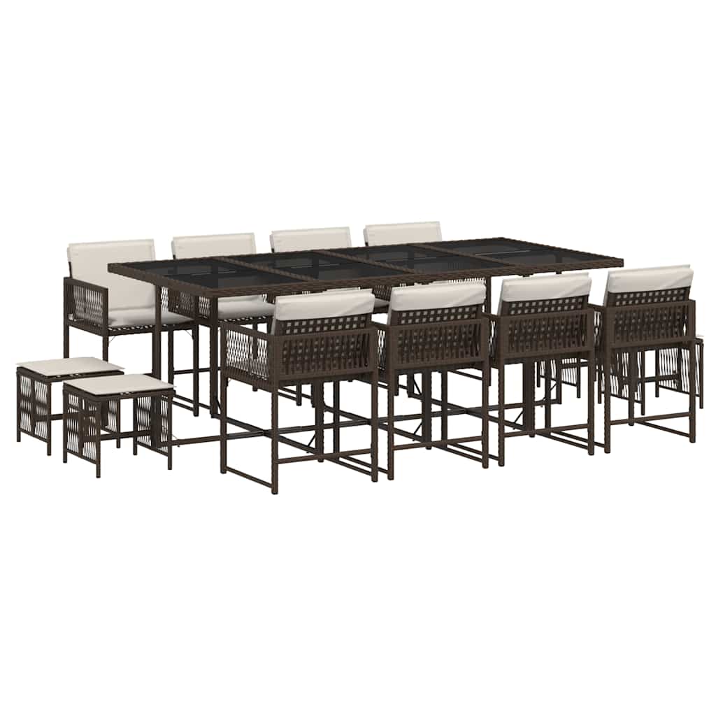 13-delige Tuinset met kussens poly rattan bruin is nu te koop bij PeponiXL, paradijselijk wonen!