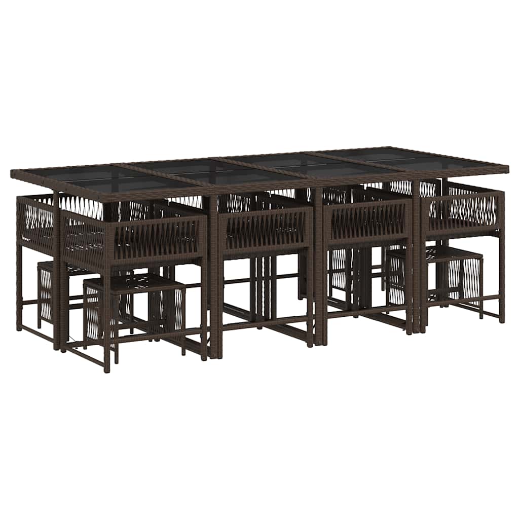 13-delige Tuinset met kussens poly rattan bruin is nu te koop bij PeponiXL, paradijselijk wonen!