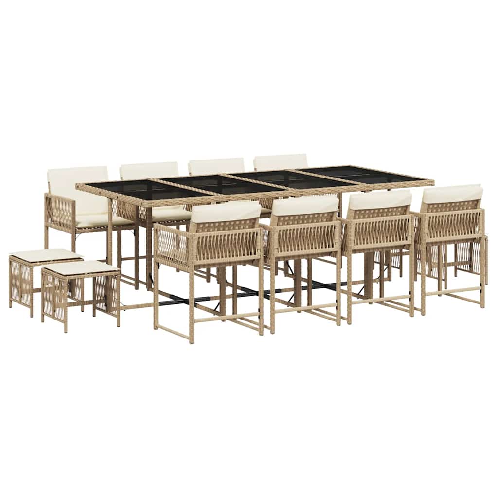 13-delige Tuinset met kussens poly rattan beige is nu te koop bij PeponiXL, paradijselijk wonen!