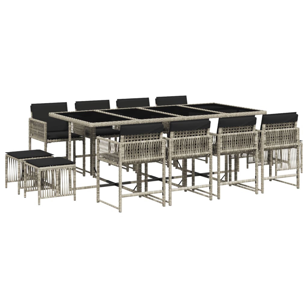 13-delige Tuinset met kussens poly rattan lichtgrijs is nu te koop bij PeponiXL, paradijselijk wonen!
