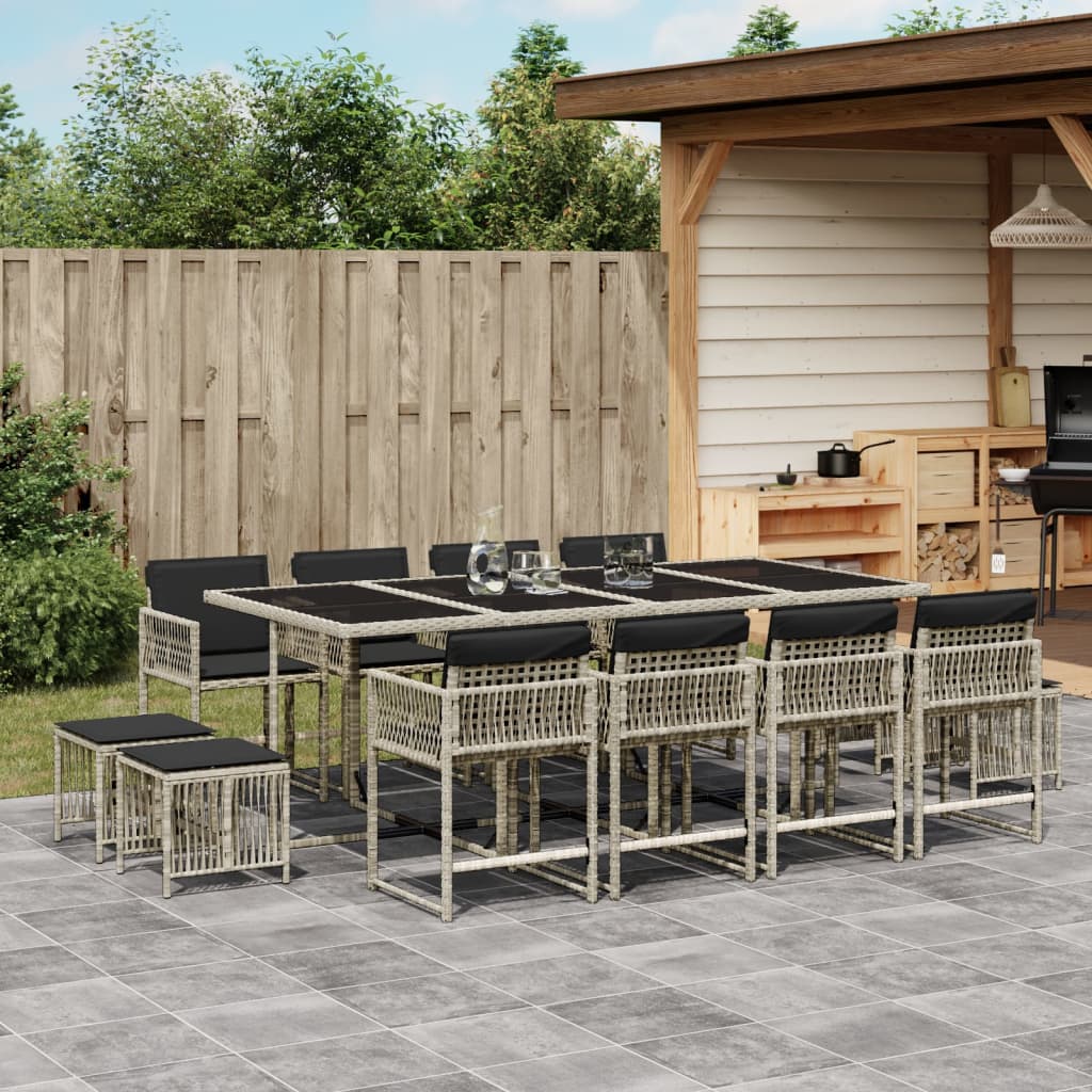 13-delige Tuinset met kussens poly rattan lichtgrijs is nu te koop bij PeponiXL, paradijselijk wonen!