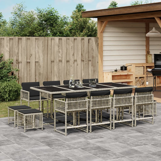 13-delige Tuinset met kussens poly rattan lichtgrijs is nu te koop bij PeponiXL, paradijselijk wonen!