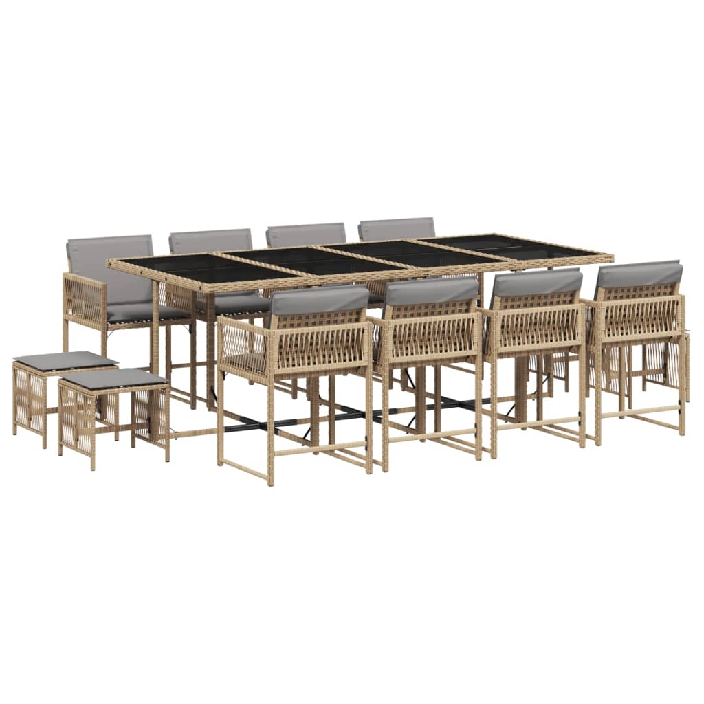 13-delige Tuinset met kussens poly rattan gemengd beige is nu te koop bij PeponiXL, paradijselijk wonen!