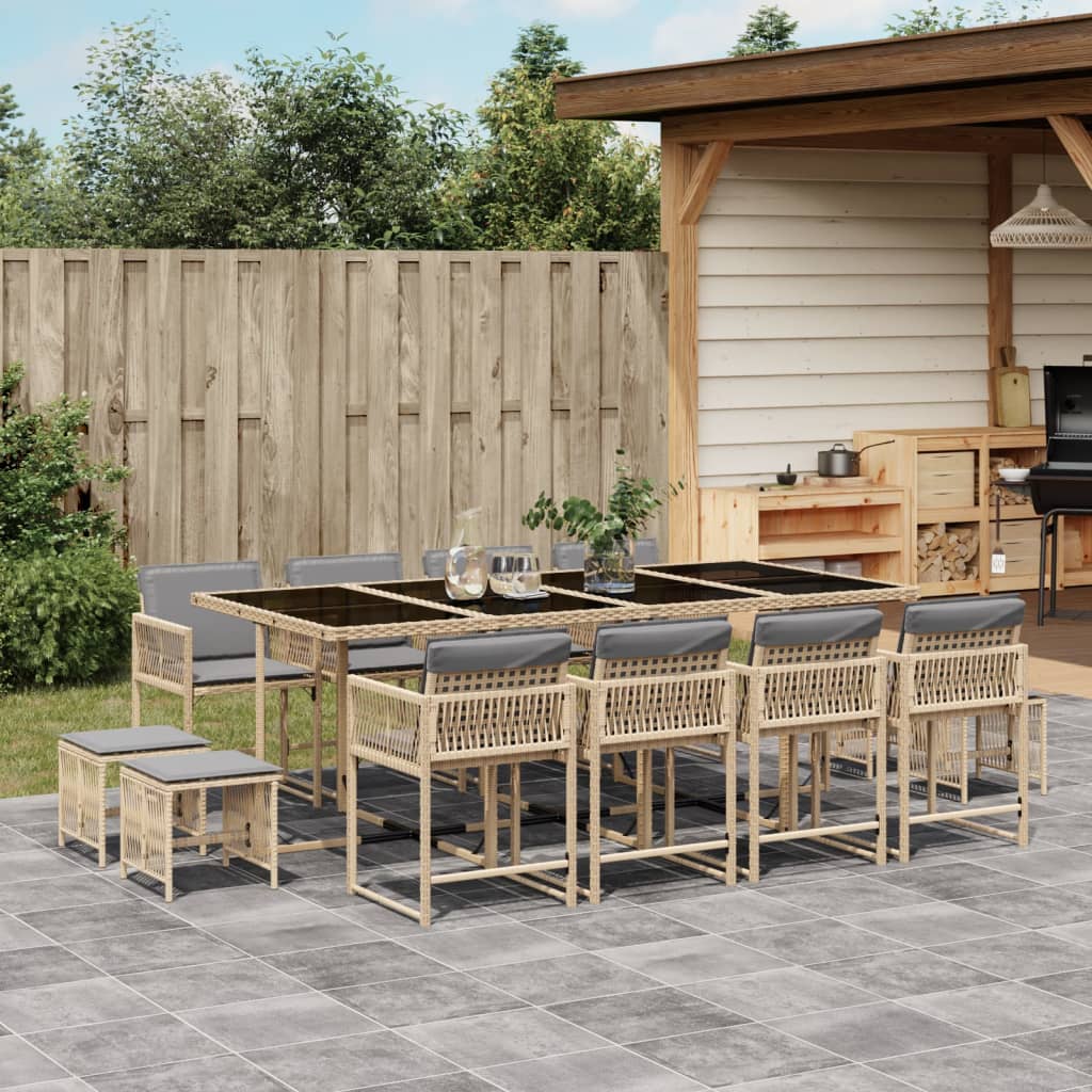 13-delige Tuinset met kussens poly rattan gemengd beige is nu te koop bij PeponiXL, paradijselijk wonen!