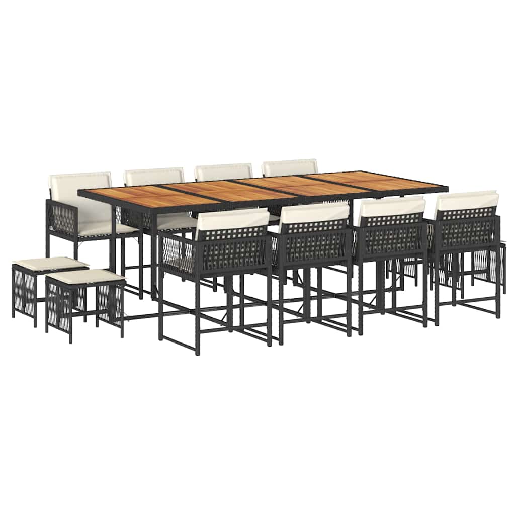 13-delige Tuinset met kussens poly rattan zwart is nu te koop bij PeponiXL, paradijselijk wonen!