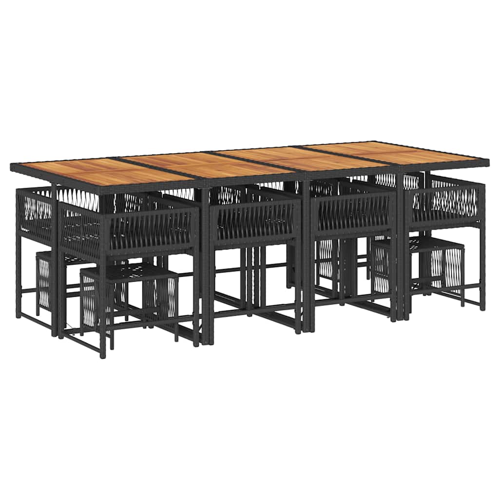 13-delige Tuinset met kussens poly rattan zwart is nu te koop bij PeponiXL, paradijselijk wonen!
