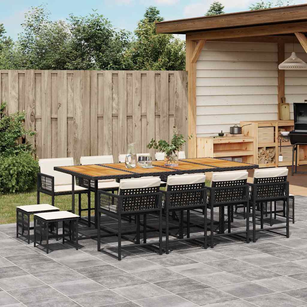 13-delige Tuinset met kussens poly rattan zwart is nu te koop bij PeponiXL, paradijselijk wonen!
