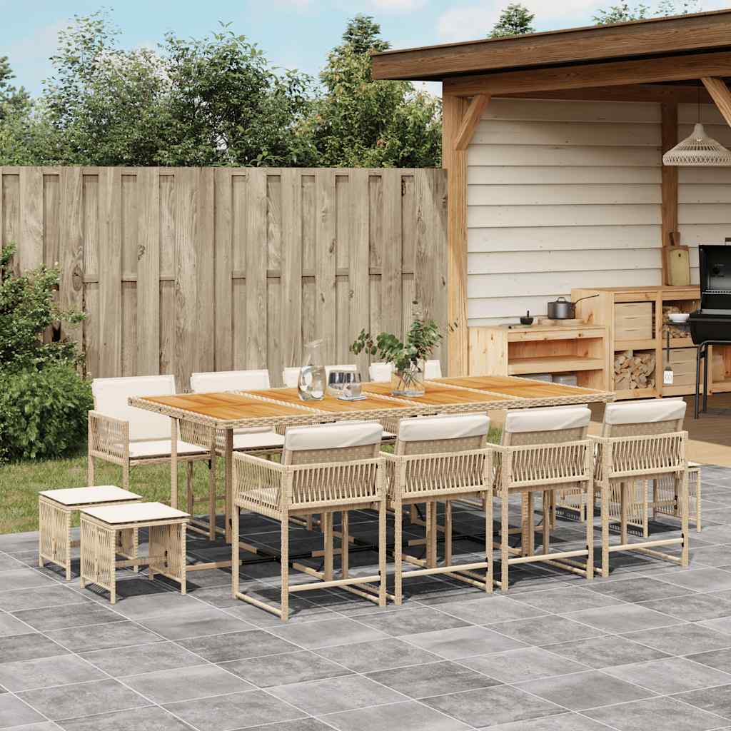 13-delige Tuinset met kussens poly rattan beige is nu te koop bij PeponiXL, paradijselijk wonen!