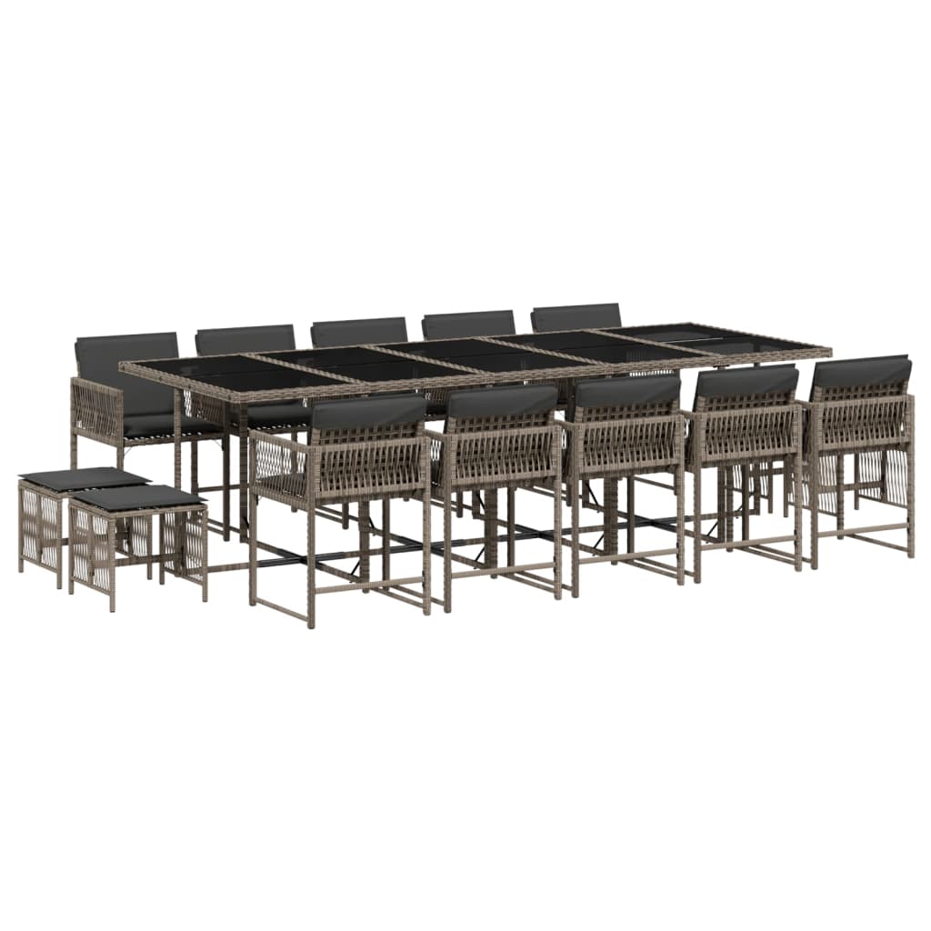 15-delige Tuinset met kussens poly rattan grijs is nu te koop bij PeponiXL, paradijselijk wonen!