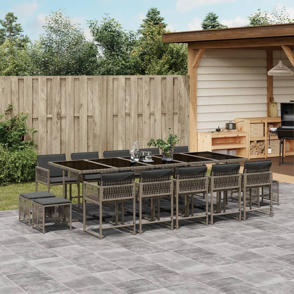 15-delige Tuinset met kussens poly rattan grijs is nu te koop bij PeponiXL, paradijselijk wonen!