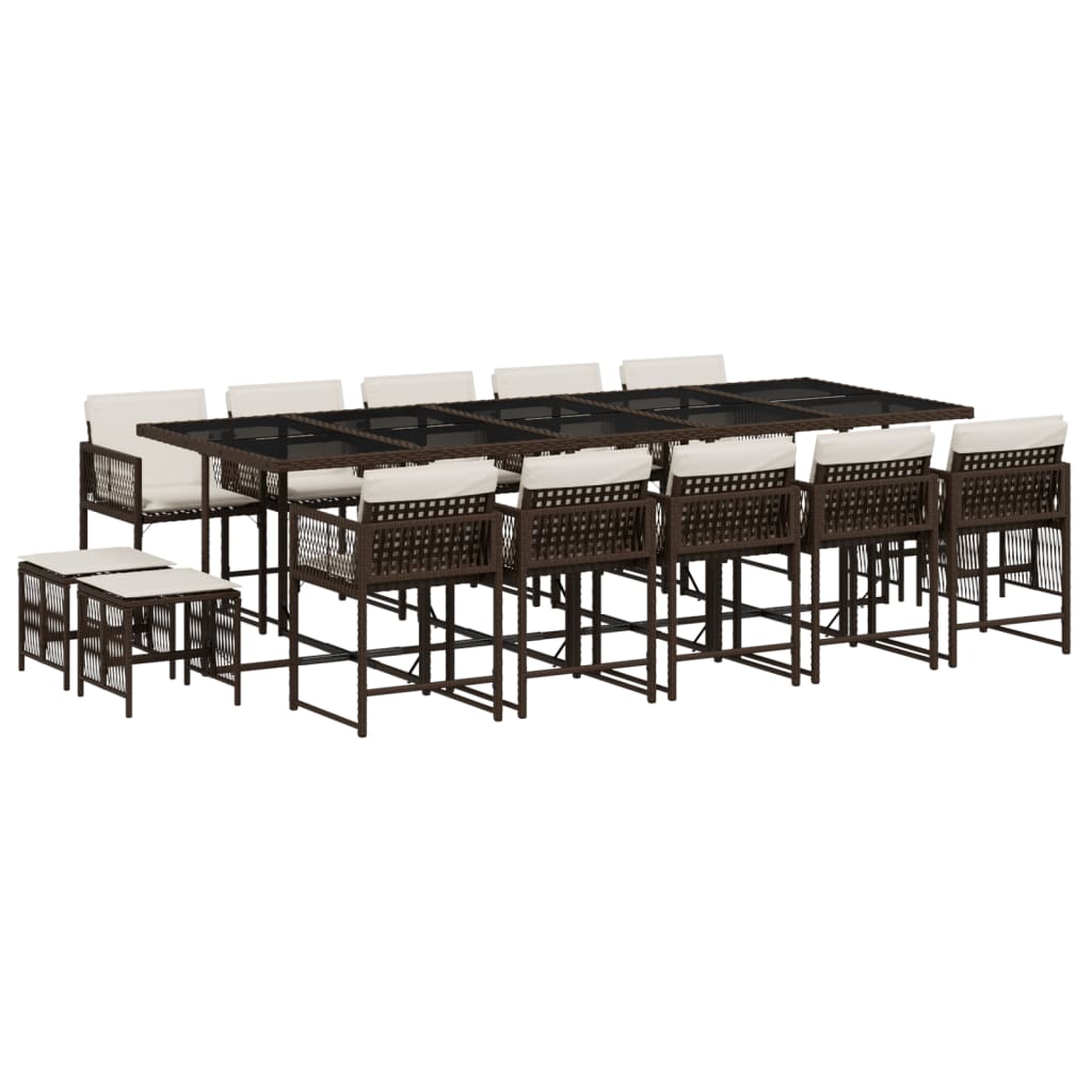 15-delige Tuinset met kussens poly rattan bruin is nu te koop bij PeponiXL, paradijselijk wonen!
