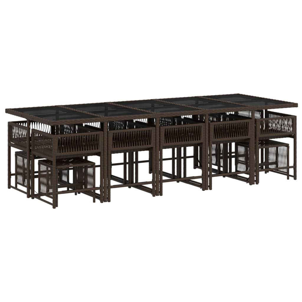 15-delige Tuinset met kussens poly rattan bruin is nu te koop bij PeponiXL, paradijselijk wonen!