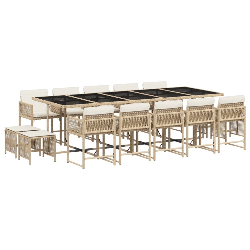 15-delige Tuinset met kussens poly rattan beige is nu te koop bij PeponiXL, paradijselijk wonen!