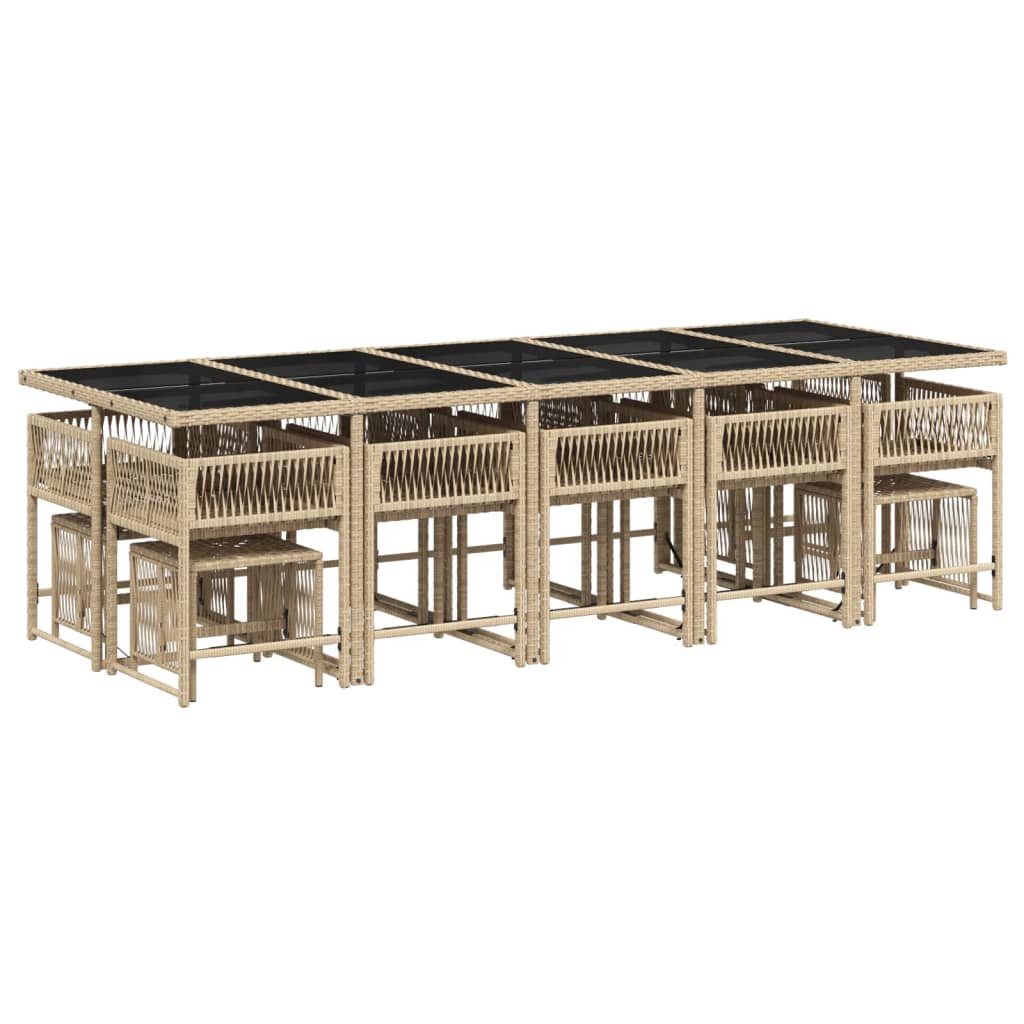 15-delige Tuinset met kussens poly rattan beige is nu te koop bij PeponiXL, paradijselijk wonen!