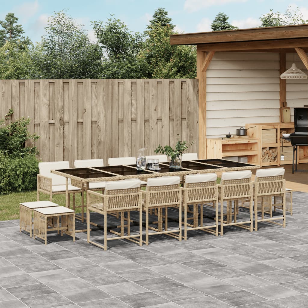 15-delige Tuinset met kussens poly rattan beige is nu te koop bij PeponiXL, paradijselijk wonen!