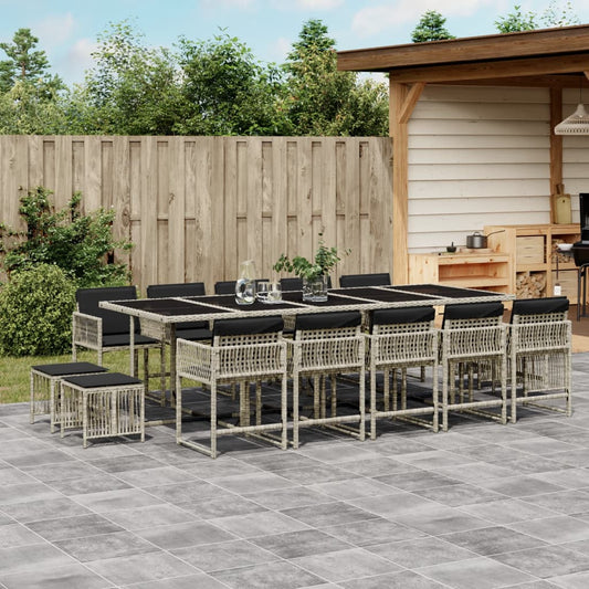 15-delige Tuinset met kussens poly rattan lichtgrijs is nu te koop bij PeponiXL, paradijselijk wonen!