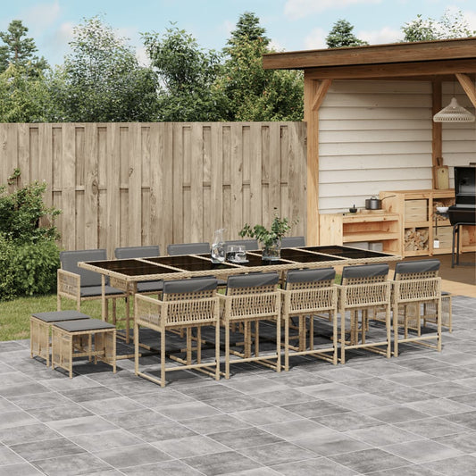15-delige Tuinset met kussens poly rattan gemengd beige is nu te koop bij PeponiXL, paradijselijk wonen!