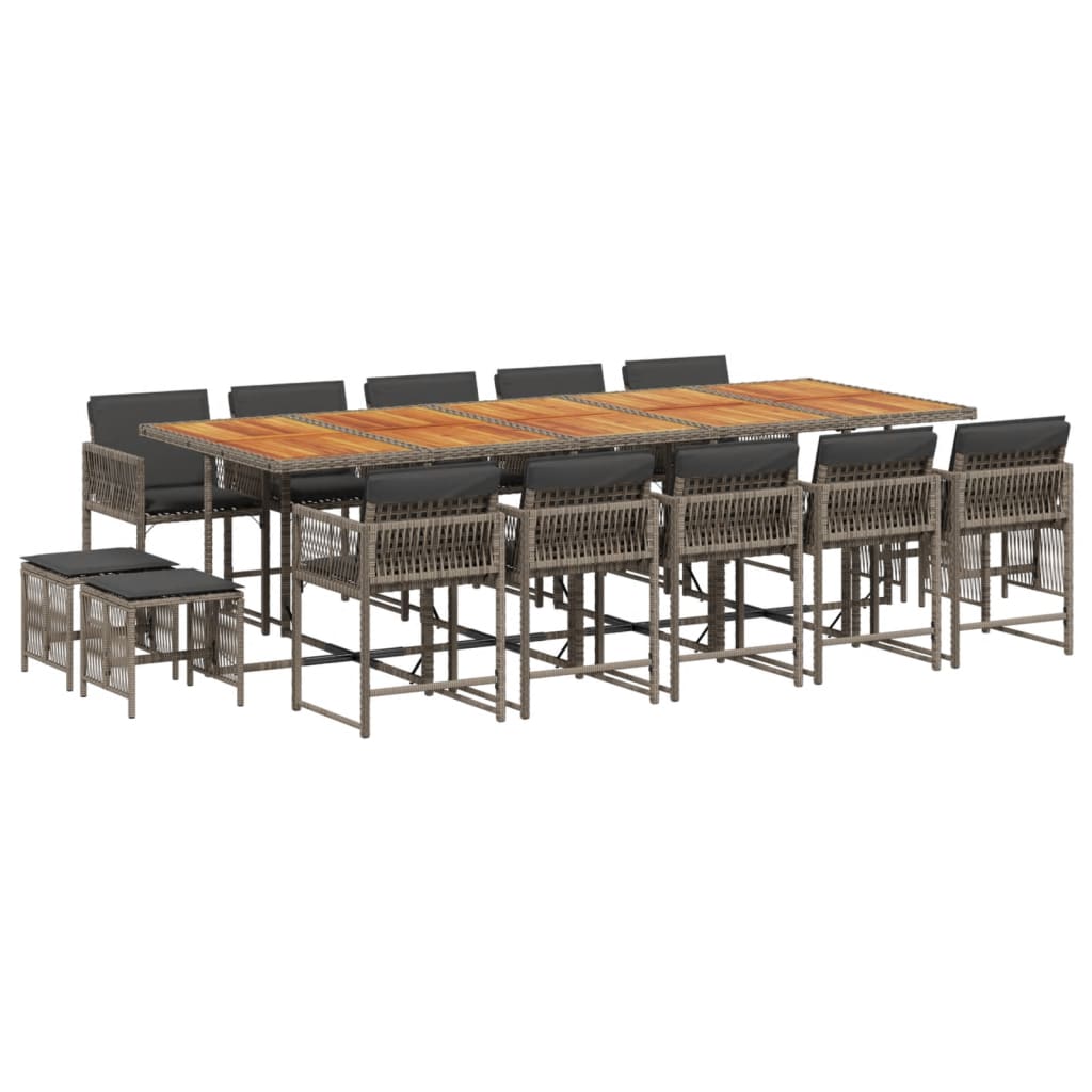 15-delige Tuinset met kussens poly rattan grijs is nu te koop bij PeponiXL, paradijselijk wonen!