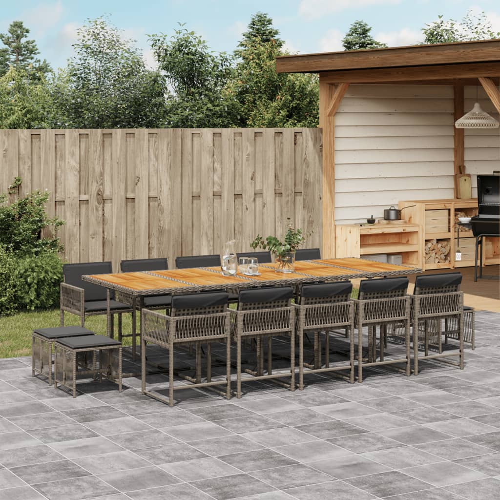 15-delige Tuinset met kussens poly rattan grijs is nu te koop bij PeponiXL, paradijselijk wonen!