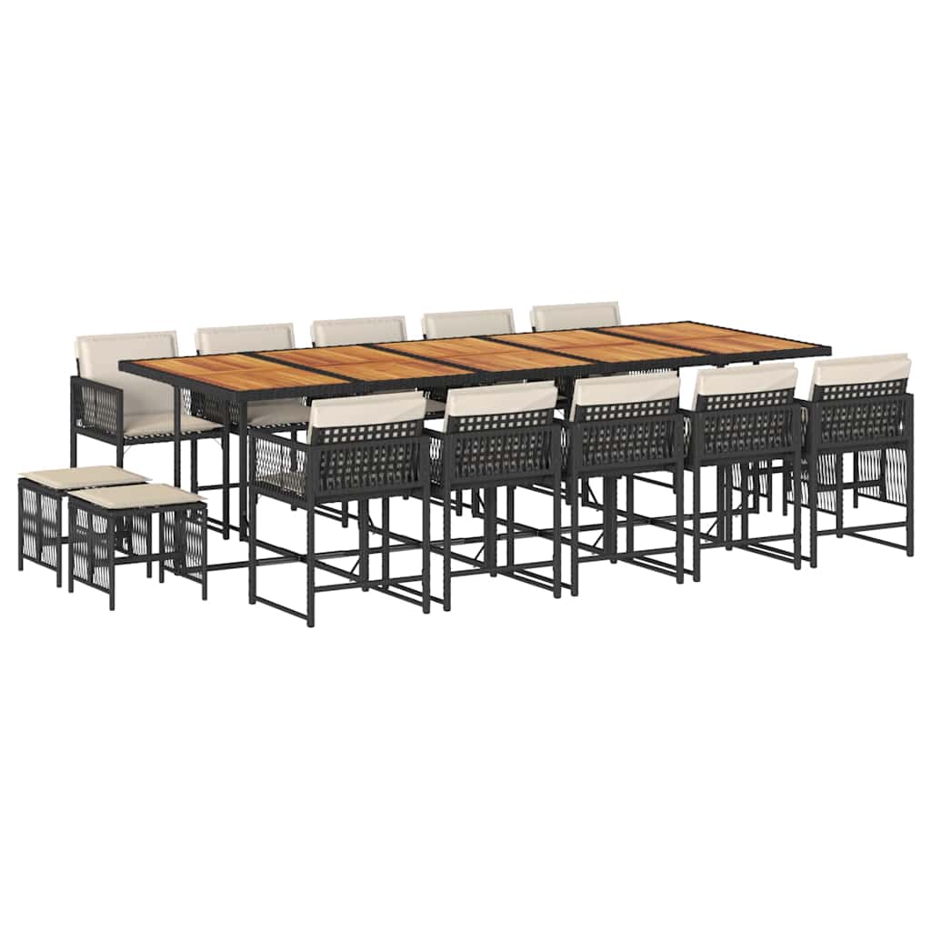 15-delige Tuinset met kussens poly rattan zwart is nu te koop bij PeponiXL, paradijselijk wonen!