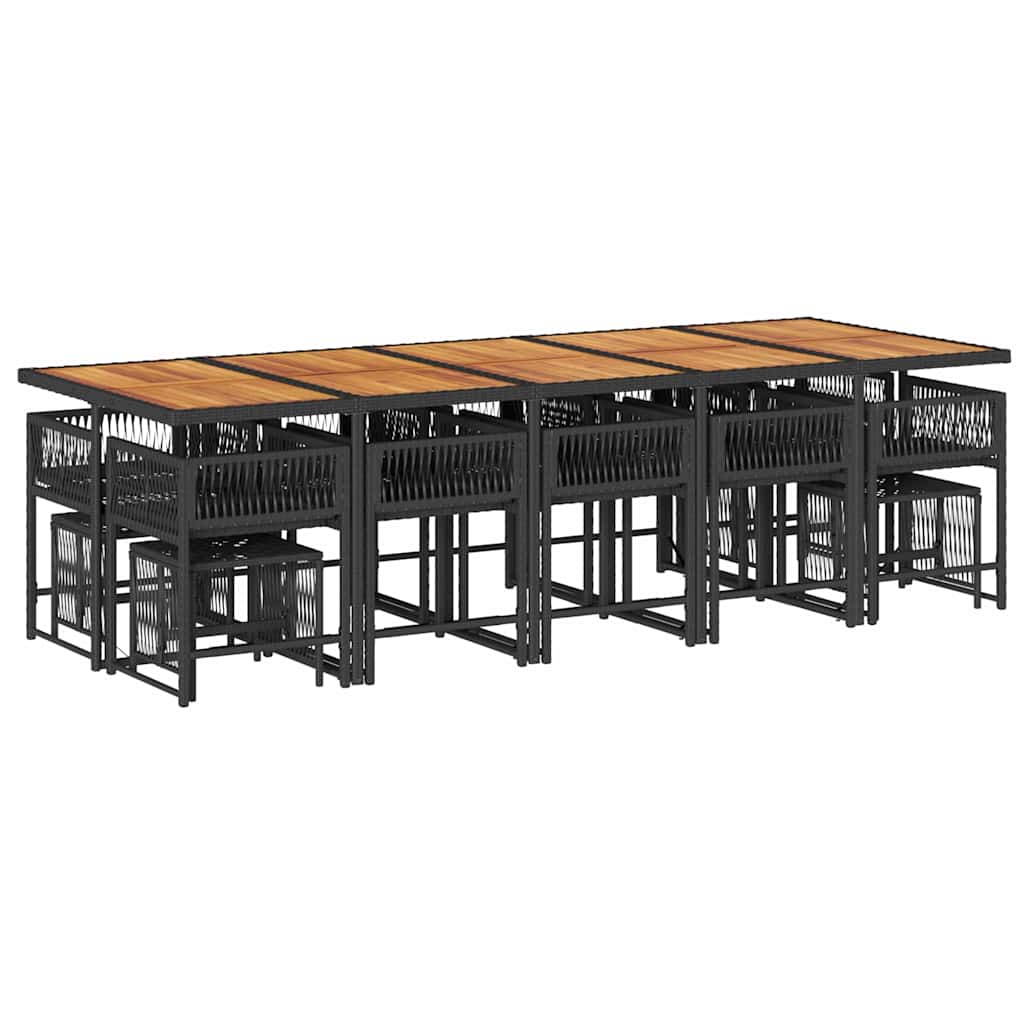 15-delige Tuinset met kussens poly rattan zwart is nu te koop bij PeponiXL, paradijselijk wonen!